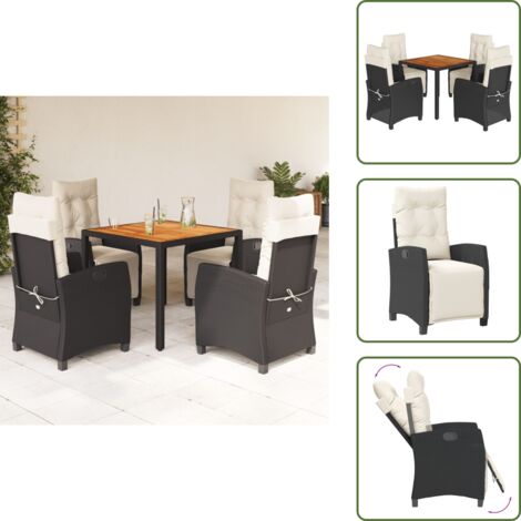 Cuscini da seduta - vidaXL Set da Pranzo da Giardino 5 pz Nero con Cuscini in Polyrattan - Rattan PE