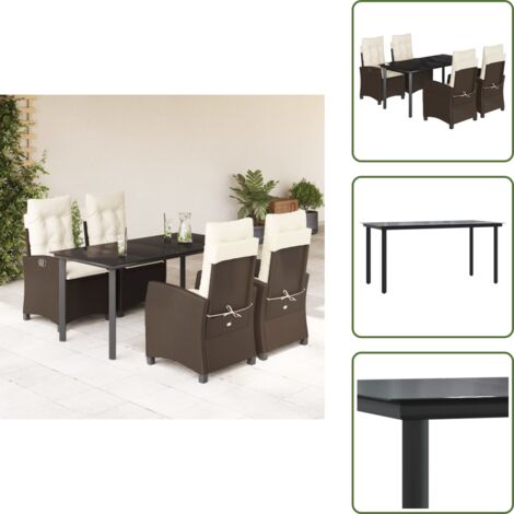 Cuscini da seduta - vidaXL Set da Pranzo da Giardino 5pz con Cuscini in Polyrattan Marrone - Cuscini sfoderabili