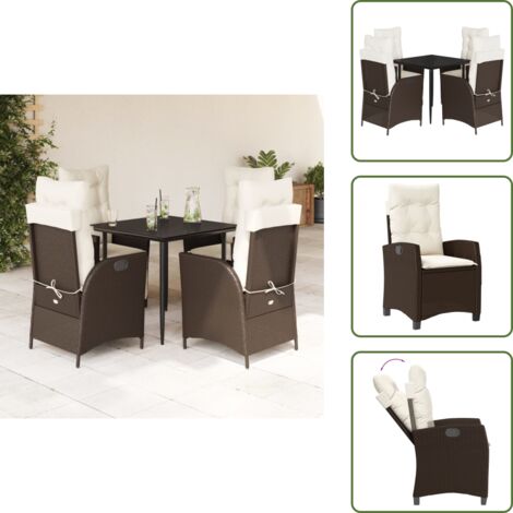 Cuscini da seduta - vidaXL Set da Pranzo da Giardino 5pz con Cuscini in Polyrattan Marrone - Cuscini sfoderabili