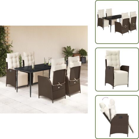 Cuscini da seduta - vidaXL Set da Pranzo da Giardino 5pz con Cuscini in Polyrattan Marrone - Cuscini sfoderabili
