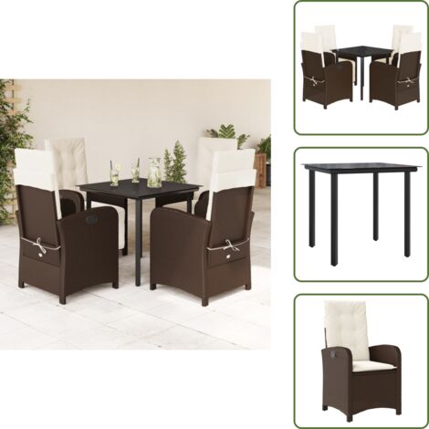 Cuscini da seduta - vidaXL Set da Pranzo da Giardino 5pz con Cuscini in Polyrattan Marrone - Cuscini sfoderabili