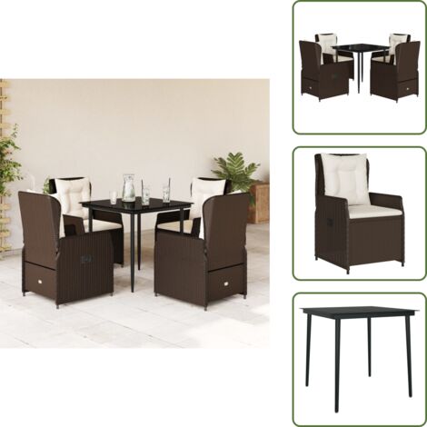 Cuscini da seduta - vidaXL Set da Pranzo da Giardino 5pz con Cuscini in Polyrattan Marrone - Cuscini sfoderabili