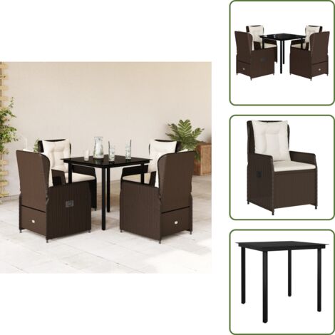 Cuscini da seduta - vidaXL Set da Pranzo da Giardino 5pz con Cuscini in Polyrattan Marrone - Cuscini sfoderabili