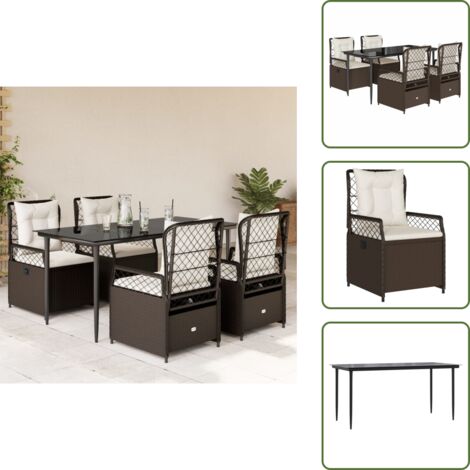 Cuscini da seduta - vidaXL Set da Pranzo da Giardino 5pz con Cuscini in Polyrattan Marrone - Cuscini sfoderabili