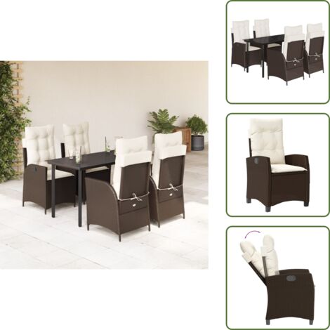 Cuscini da seduta - vidaXL Set da Pranzo da Giardino 5pz con Cuscini in Polyrattan Marrone - Cuscini sfoderabili
