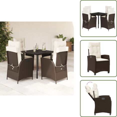 Cuscini da seduta - vidaXL Set da Pranzo da Giardino 5pz con Cuscini in Polyrattan Marrone - Cuscini sfoderabili