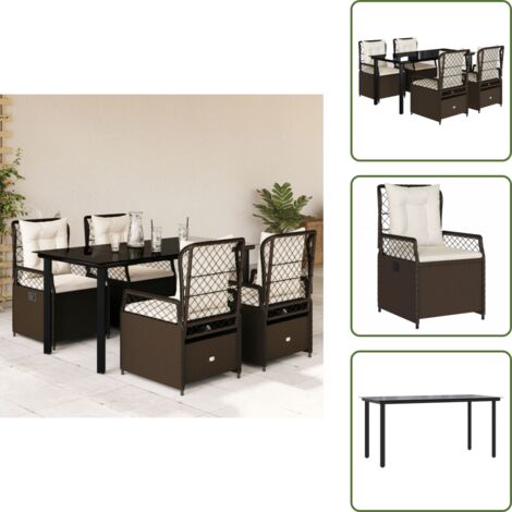 Cuscini da seduta - vidaXL Set da Pranzo da Giardino 5pz con Cuscini in Polyrattan Marrone - Cuscini sfoderabili