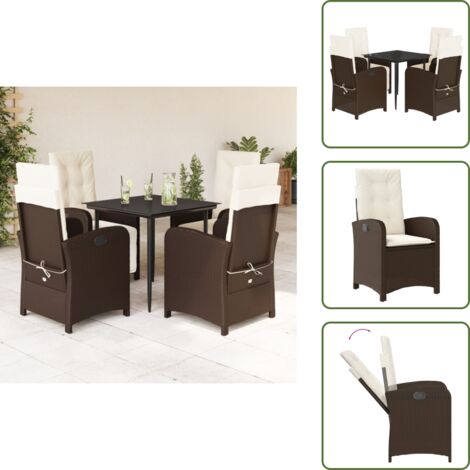 Cuscini da seduta - vidaXL Set da Pranzo da Giardino 5pz con Cuscini in Polyrattan Marrone - Cuscini sfoderabili