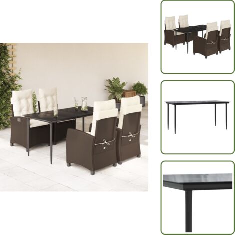 Cuscini da seduta - vidaXL Set da Pranzo da Giardino 5pz con Cuscini in Polyrattan Marrone - Cuscini sfoderabili