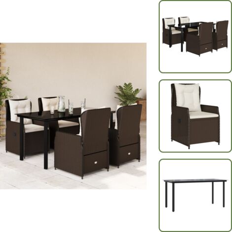 Cuscini da seduta - vidaXL Set da Pranzo da Giardino 5pz con Cuscini in Polyrattan Marrone - Cuscini sfoderabili
