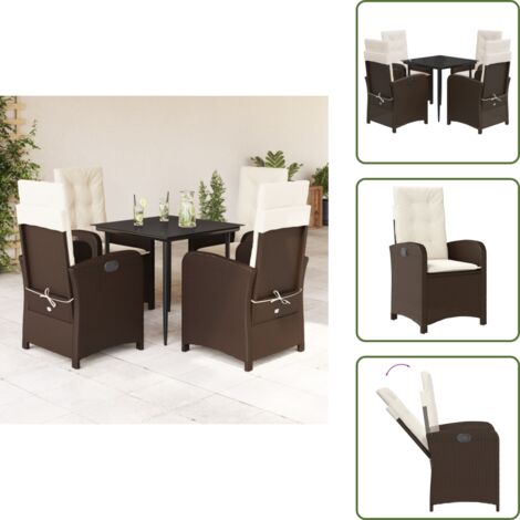 Cuscini da seduta - vidaXL Set da Pranzo da Giardino 5pz con Cuscini in Polyrattan Marrone - Cuscini sfoderabili