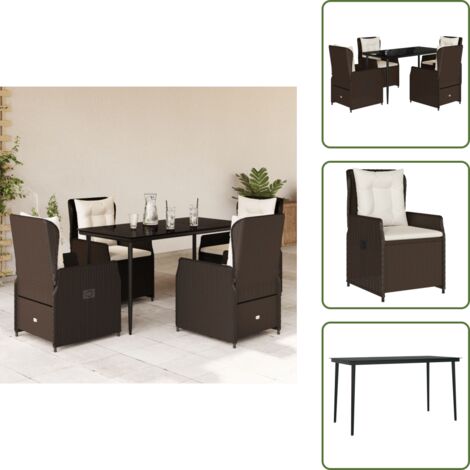 Cuscini da seduta - vidaXL Set da Pranzo da Giardino 5pz con Cuscini in Polyrattan Marrone - Cuscini sfoderabili