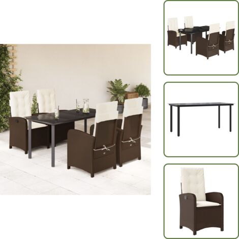 Cuscini da seduta - vidaXL Set da Pranzo da Giardino 5pz con Cuscini in Polyrattan Marrone - Cuscini sfoderabili