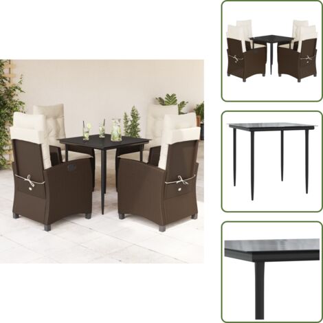 Cuscini da seduta - vidaXL Set da Pranzo da Giardino 5pz con Cuscini in Polyrattan Marrone - Cuscini sfoderabili
