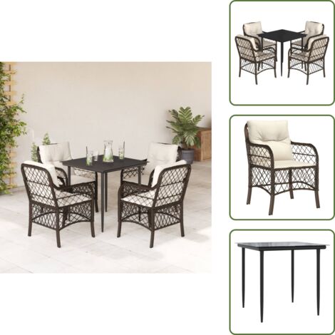Cuscini da seduta - vidaXL Set da Pranzo da Giardino 5pz con Cuscini in Polyrattan Marrone - Cuscini sfoderabili