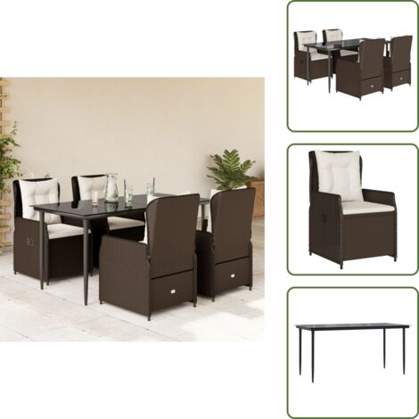 Cuscini da seduta - vidaXL Set da Pranzo da Giardino 5pz con Cuscini in Polyrattan Marrone - Cuscini sfoderabili