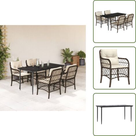 Cuscini da seduta - vidaXL Set da Pranzo da Giardino 5pz con Cuscini in Polyrattan Marrone - Cuscini sfoderabili
