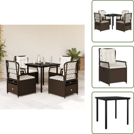 Cuscini da seduta - vidaXL Set da Pranzo da Giardino 5pz con Cuscini in Polyrattan Marrone - Cuscini sfoderabili