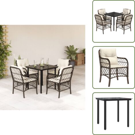 Cuscini da seduta - vidaXL Set da Pranzo da Giardino 5pz con Cuscini in Polyrattan Marrone - Cuscini sfoderabili