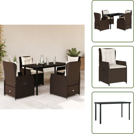 Cuscini da seduta - vidaXL Set da Pranzo da Giardino 5pz con Cuscini in Polyrattan Marrone - Cuscini sfoderabili