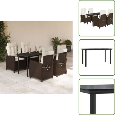 Cuscini da seduta - vidaXL Set da Pranzo da Giardino 5pz con Cuscini in Polyrattan Marrone - Cuscini sfoderabili