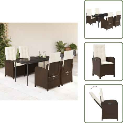 Cuscini da seduta - vidaXL Set da Pranzo da Giardino 5pz con Cuscini in Polyrattan Marrone - Cuscini sfoderabili