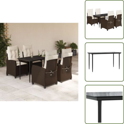 Cuscini da seduta - vidaXL Set da Pranzo da Giardino 5pz con Cuscini in Polyrattan Marrone - Cuscini sfoderabili