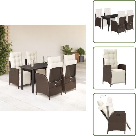 Cuscini da seduta - vidaXL Set da Pranzo da Giardino 5pz con Cuscini in Polyrattan Marrone - Cuscini sfoderabili