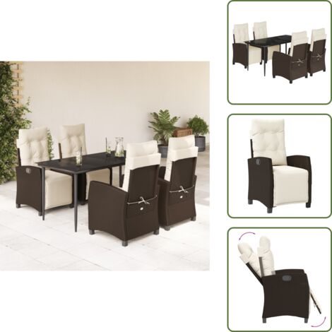 Cuscini da seduta - vidaXL Set da Pranzo da Giardino 5pz con Cuscini in Polyrattan Marrone - Rattan PE