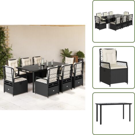 Cuscini da seduta - vidaXL Set da Pranzo da Giardino 9 pz con Cuscini Nero in Polyrattan - Cuscini per schienale
