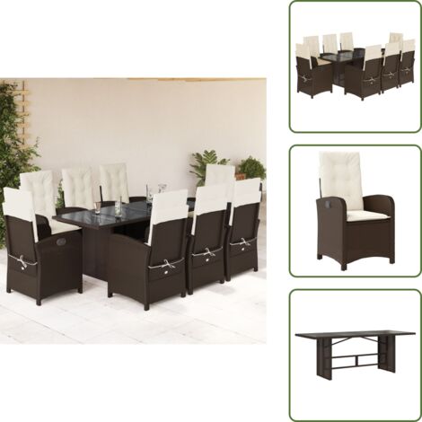Cuscini da seduta - vidaXL Set da Pranzo da Giardino 9pz con Cuscini Marrone in Polyrattan - Cuscini da schienale