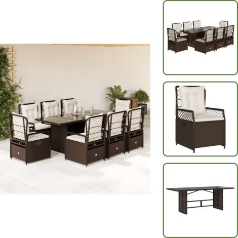 Cuscini da seduta - vidaXL Set da Pranzo da Giardino 9pz con Cuscini Marrone in Polyrattan - Cuscini per schienale