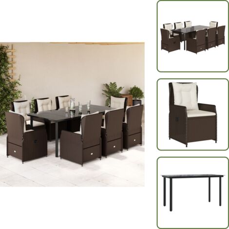 Cuscini da seduta - vidaXL Set da Pranzo da Giardino 9pz con Cuscini Marrone in Polyrattan - Cuscini per schienale