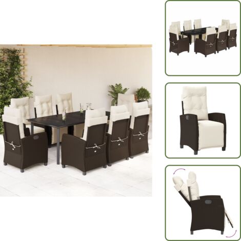 Cuscini da seduta - vidaXL Set da Pranzo da Giardino 9pz con Cuscini Marrone in Polyrattan - Rattan PE