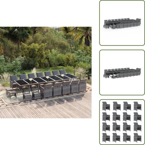 Cuscini da seduta - vidaXL Set da Pranzo per Giardino 21pz con Cuscini Polyrattan Grigio - Rattan