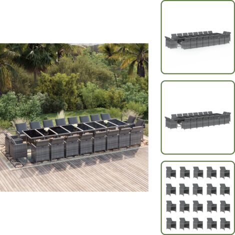 Cuscini da seduta - vidaXL Set da Pranzo per Giardino 21pz con Cuscini Polyrattan Grigio - Rattan PE