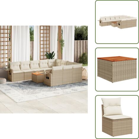 Cuscini da seduta - vidaXL Set Divani da Giardino 11 pz con Cuscini Beige in Polyrattan - Rattan PE