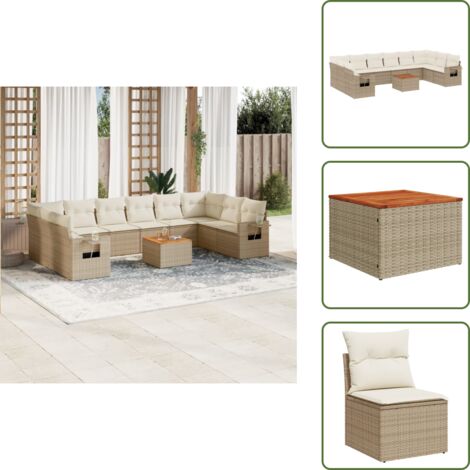 Cuscini da seduta - vidaXL Set Divani da Giardino 11 pz con Cuscini Beige in Polyrattan - Rattan PE