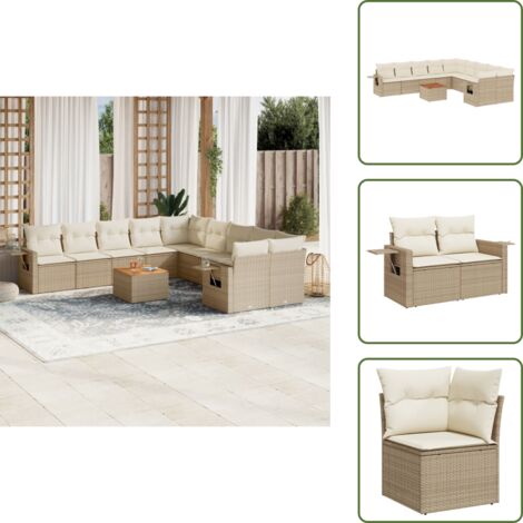 Cuscini da seduta - vidaXL Set Divani da Giardino 11 pz con Cuscini Beige in Polyrattan - Rattan PE