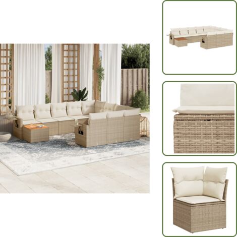 Cuscini da seduta - vidaXL Set Divani da Giardino 11 pz con Cuscini Beige in Polyrattan - Rattan PE