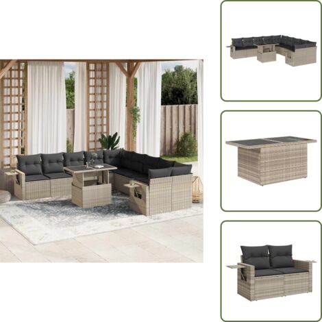 Cuscini da seduta - vidaXL Set Divani da Giardino 11 pz con Cuscini in Polyrattan Grigio - Rattan PE