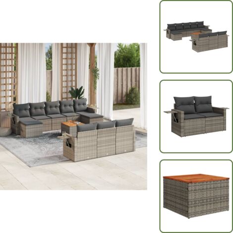 Cuscini da seduta - vidaXL Set Divani da Giardino 11 pz con Cuscini in Polyrattan Grigio - Rattan PE