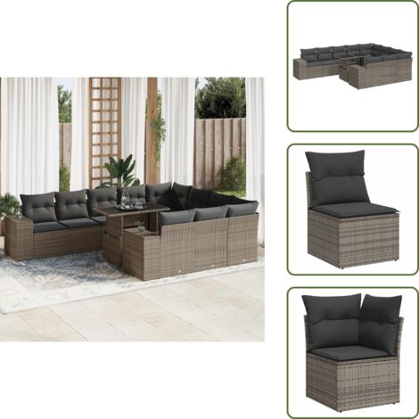 Cuscini da seduta - vidaXL Set Divani da Giardino 11 pz con Cuscini in Polyrattan Grigio - Rattan PE