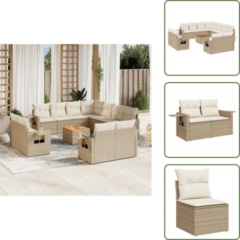 Cuscini da seduta - vidaXL Set Divani da Giardino 12 pz con Cuscini Beige in Polyrattan - Rattan PE