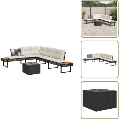 Cuscini da seduta - vidaXL Set Divani da Giardino 2 pz con Cuscini Nero Polyrattan e Vetro - Cuscini sfoderabili