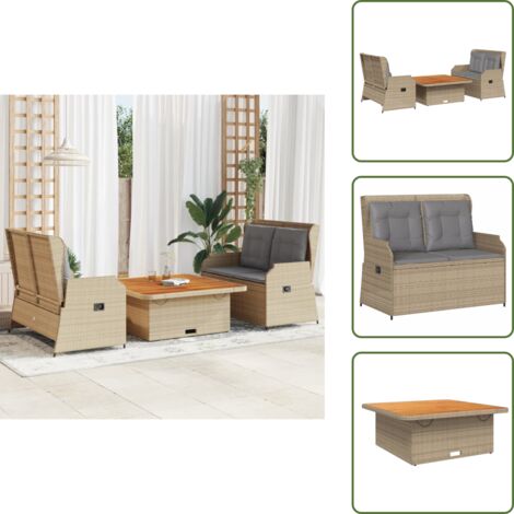 Cuscini da seduta - vidaXL Set Divani da Giardino 3 pz con Cuscini in Polyrattan Beige - Rattan PE