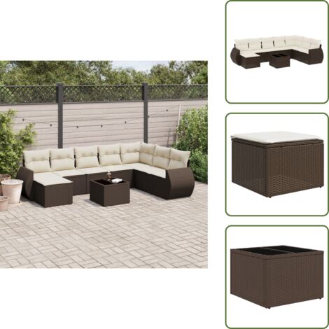Cuscini da seduta - vidaXL Set Divani da Giardino 9pz con Cuscini Marrone in Polyrattan - Rattan PE