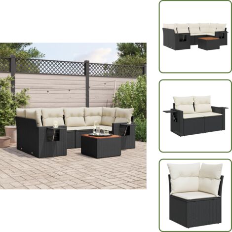 Cuscini da seduta - vidaXL Set Divani da Giardino con Cuscini 7pz Nero Polyrattan - Rattan PE