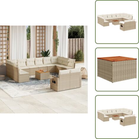 Cuscini da seduta - vidaXL Set Divano da Giardino 13 pz con Cuscini Beige in Polyrattan - Rattan PE