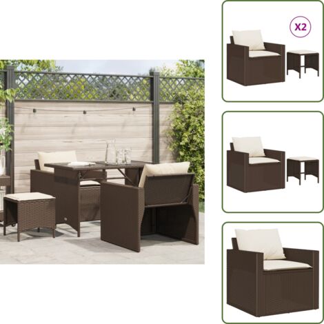 Cuscini da seduta - vidaXL Set Divano da Giardino 4 pz con Cuscini Marrone in Polyrattan - Rattan PE
